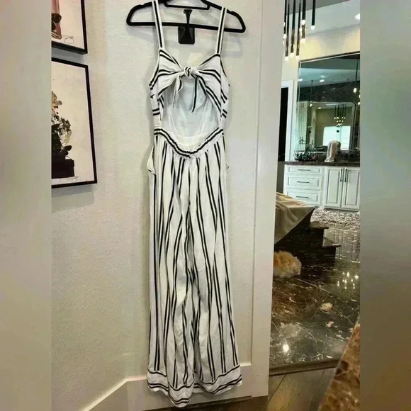 VICI Gradey Striped Wide Leg Black And White Jumpsuit Size Medium - Picture 6 of 13